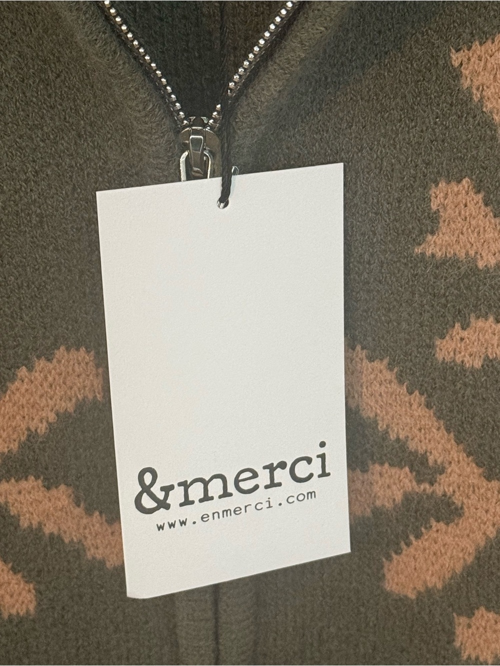 🫒 NEW &merci Women’s Olive Green Floral Zip-Up Sweater Jacket Size L - Picture 9 of 13